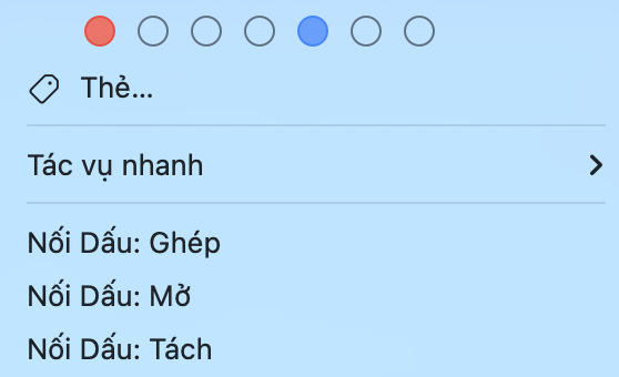 CÃ¡c má»¥c dá»ch vá»¥ Ná»i Dáº¥u trong menu chuá»t pháº£i cá»§a Finder