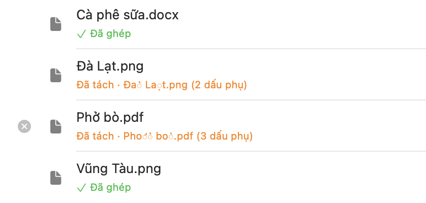 Xem trước trạng thái chuẩn hóa của các tệp đã thả